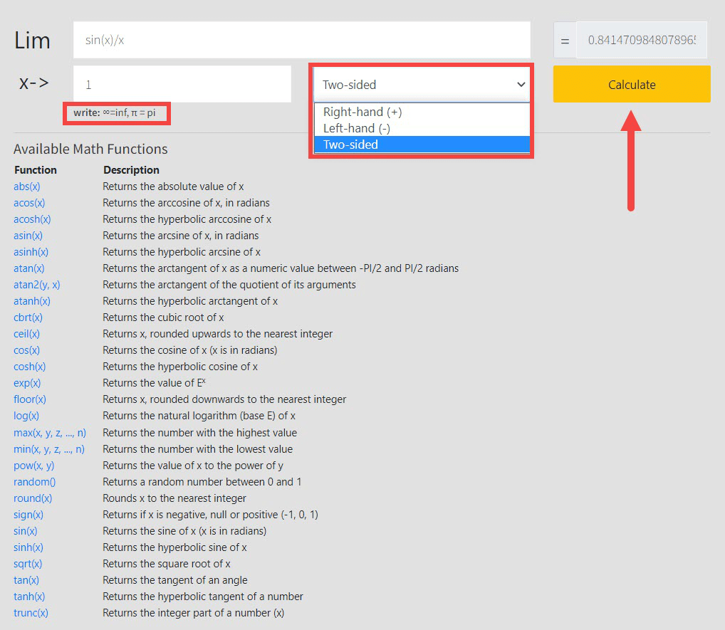 Meta Calculator Limit Calculator